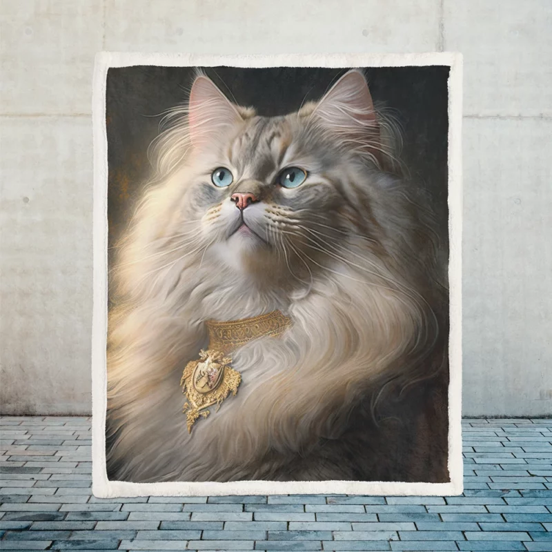 Regal and Splendid Cat Portrait Sherpa Fleece Blanket