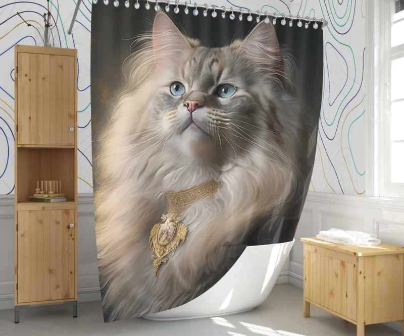 Regal and Splendid Cat Portrait Shower Curtain 1