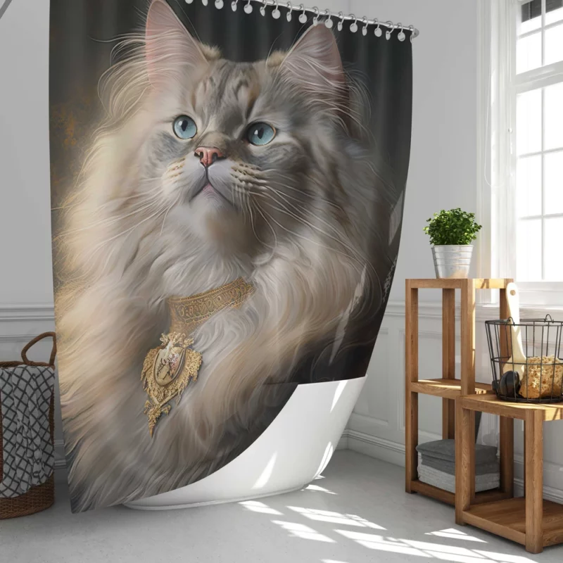 Regal and Splendid Cat Portrait Shower Curtain