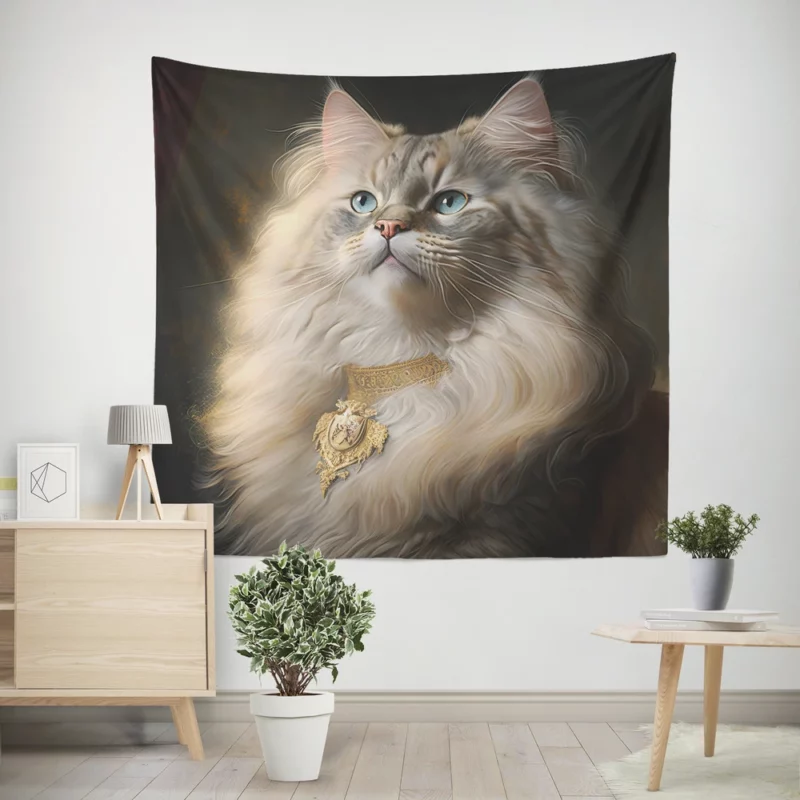 Regal and Splendid Cat Portrait Wall Tapestry