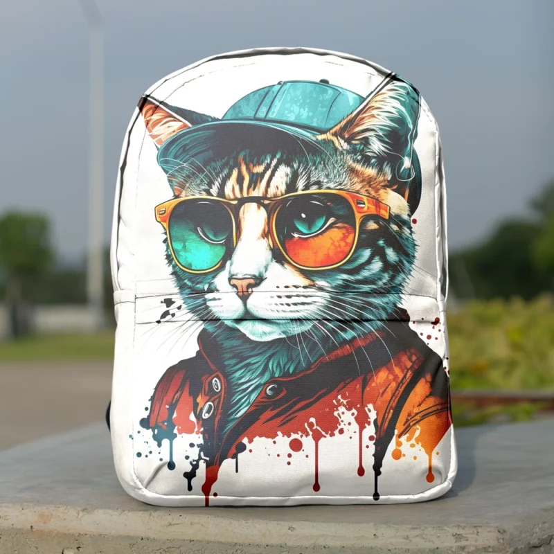 Retro Pop Art Cat Painting Backpack