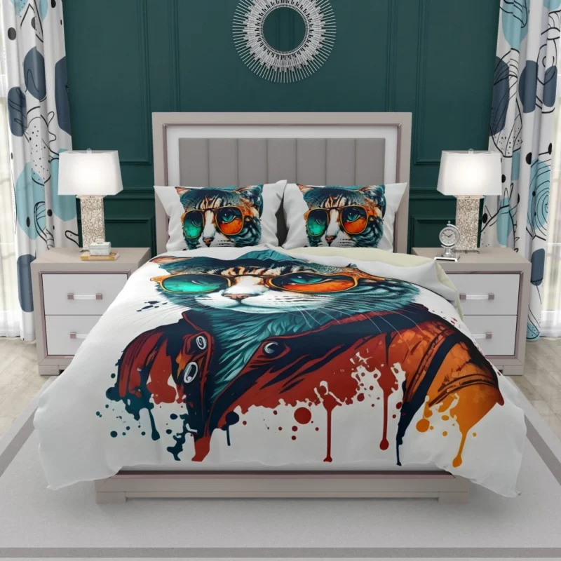 Retro Pop Art Cat Painting Bedding Set 1