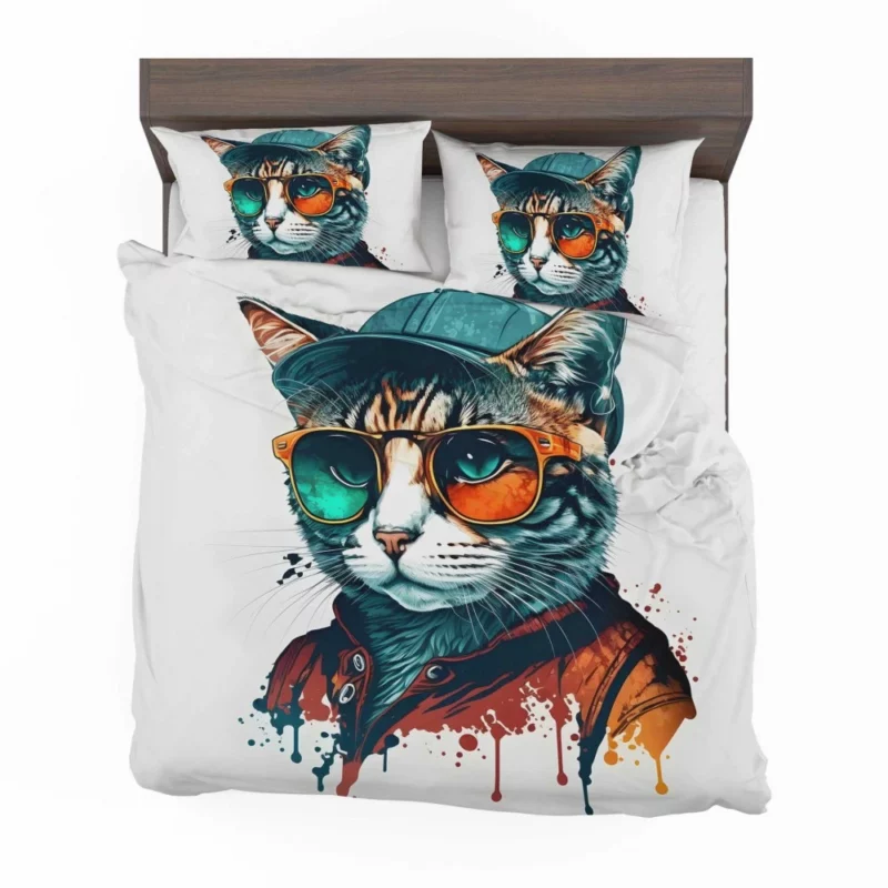 Retro Pop Art Cat Painting Bedding Set 2