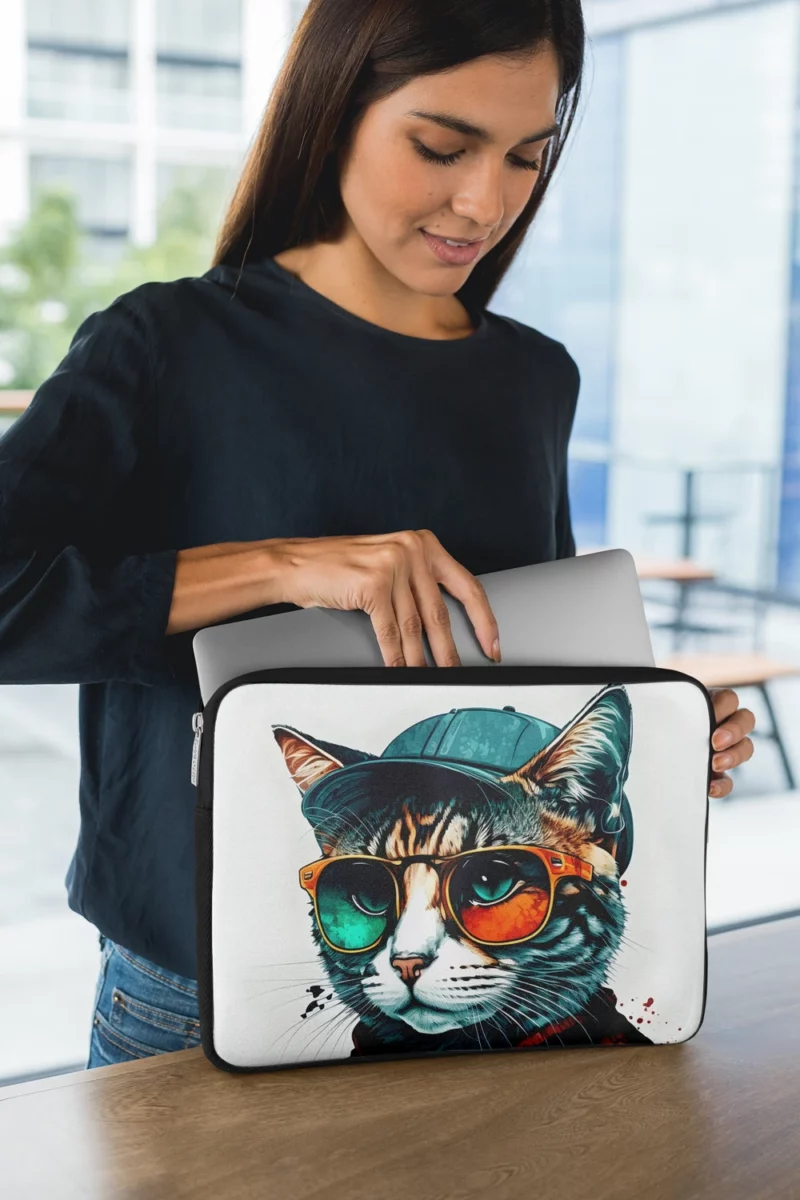 Retro Pop Art Cat Painting Laptop Sleeve 1