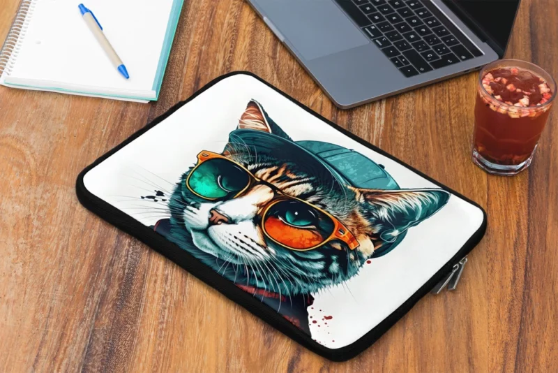 Retro Pop Art Cat Painting Laptop Sleeve 2