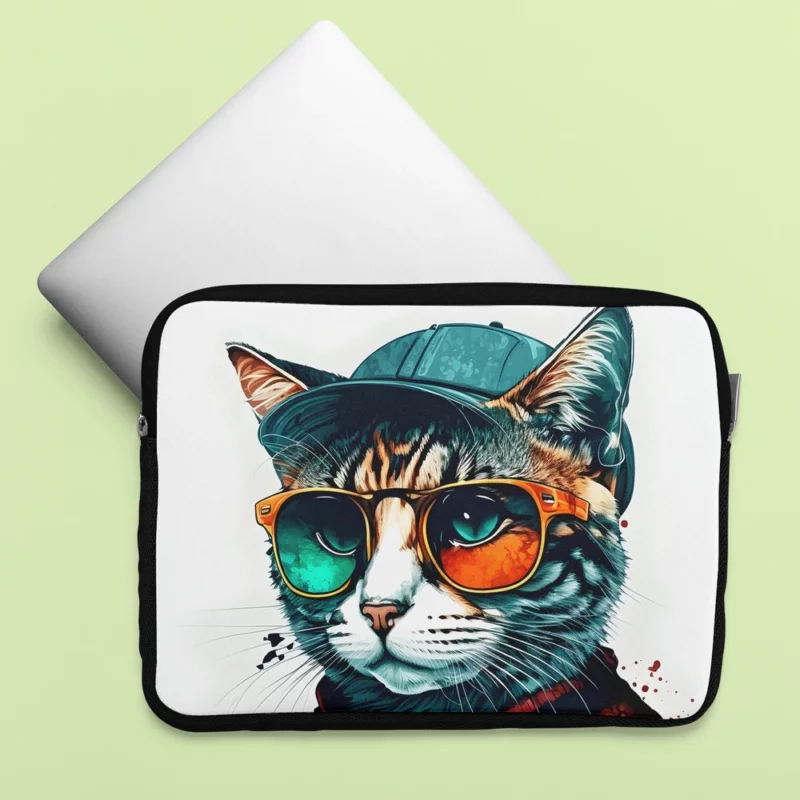 Retro Pop Art Cat Painting Laptop Sleeve