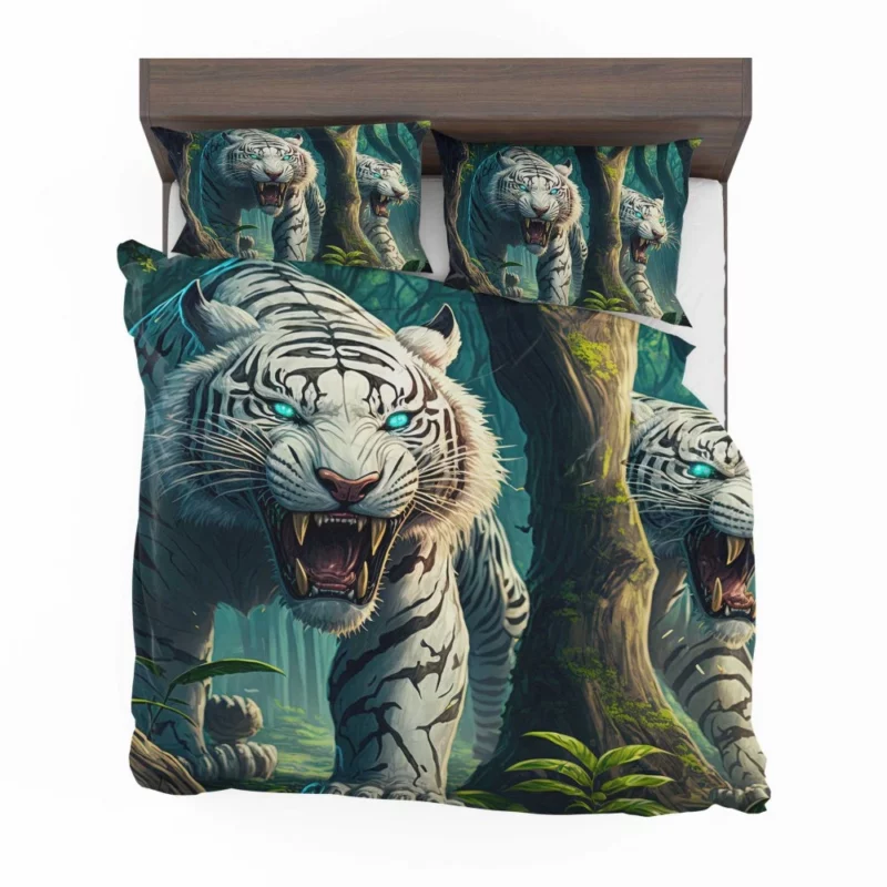 Roar of White Tigers in the Woods Bedding Set 2