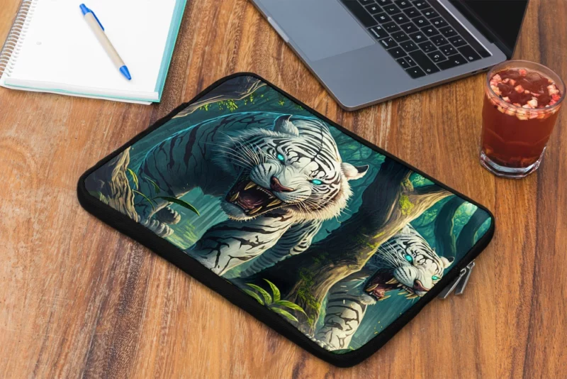 Roar of White Tigers in the Woods Laptop Sleeve 2