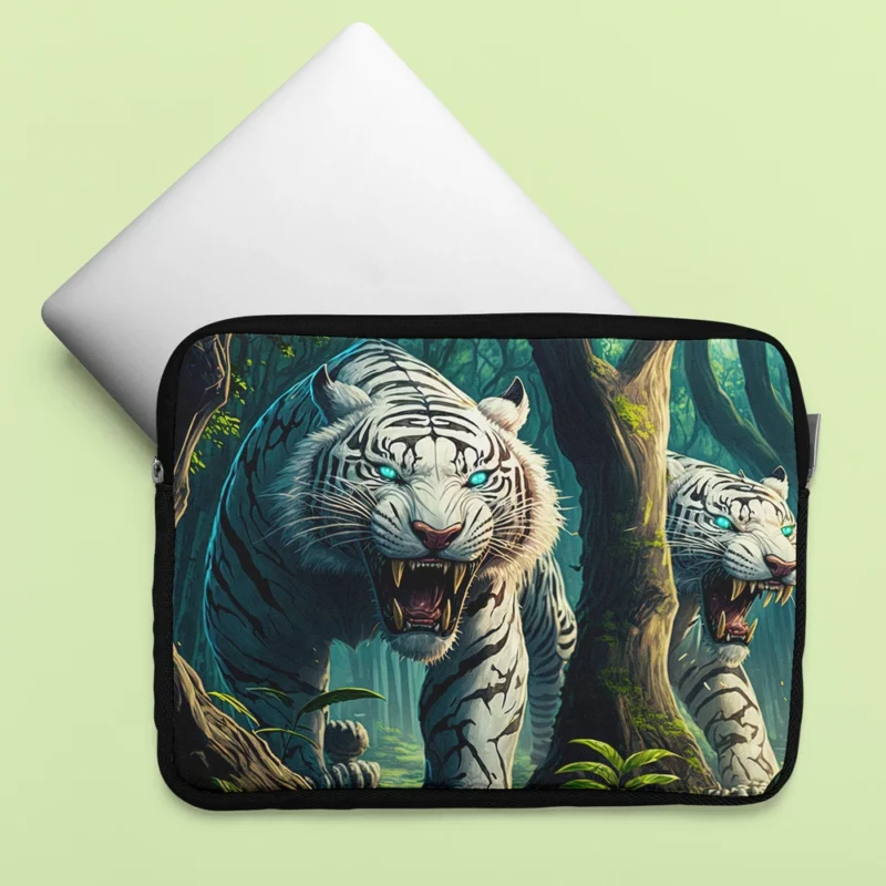 Roar of White Tigers in the Woods Laptop Sleeve