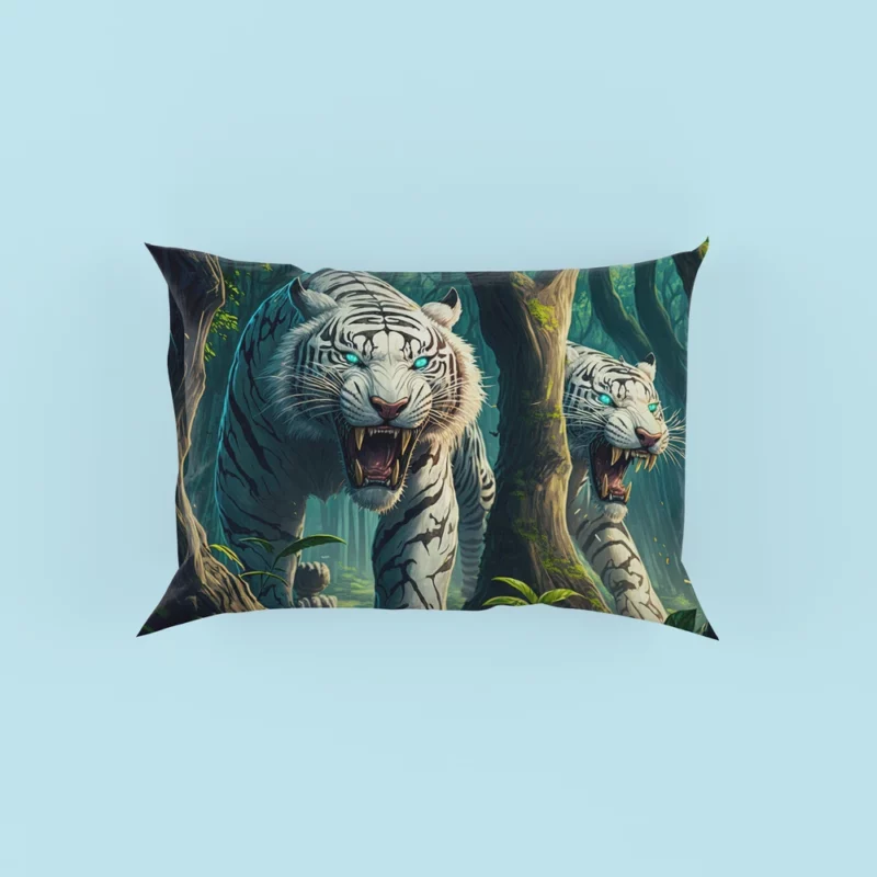 Roar of White Tigers in the Woods Pillow Cases