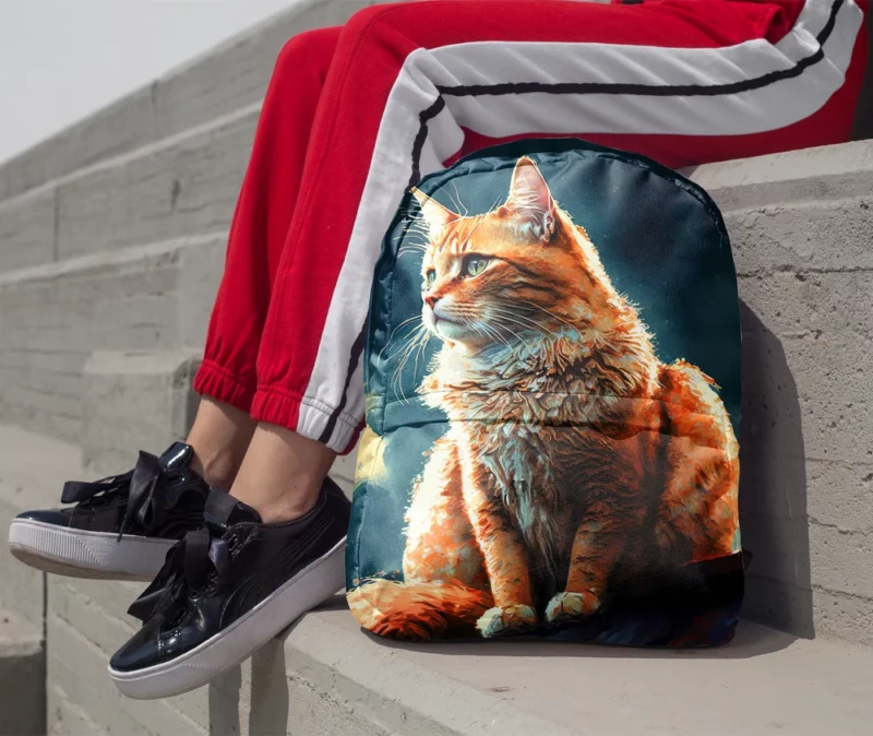 Rooftop Cat in Digital Watercolor Backpack 1