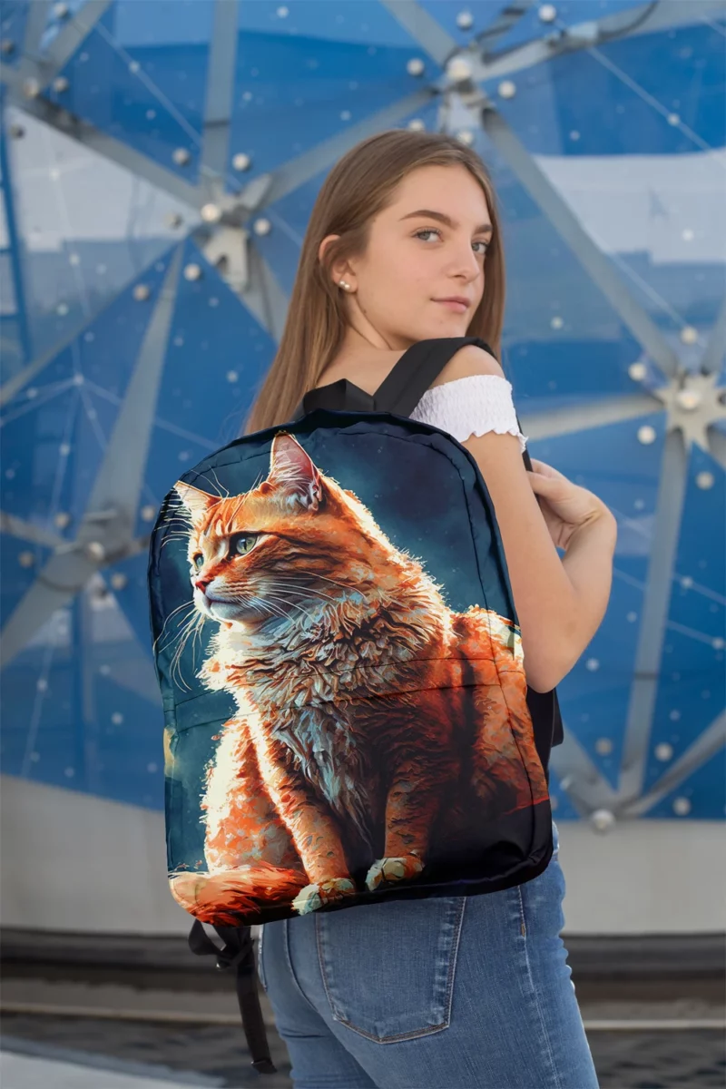 Rooftop Cat in Digital Watercolor Backpack 2