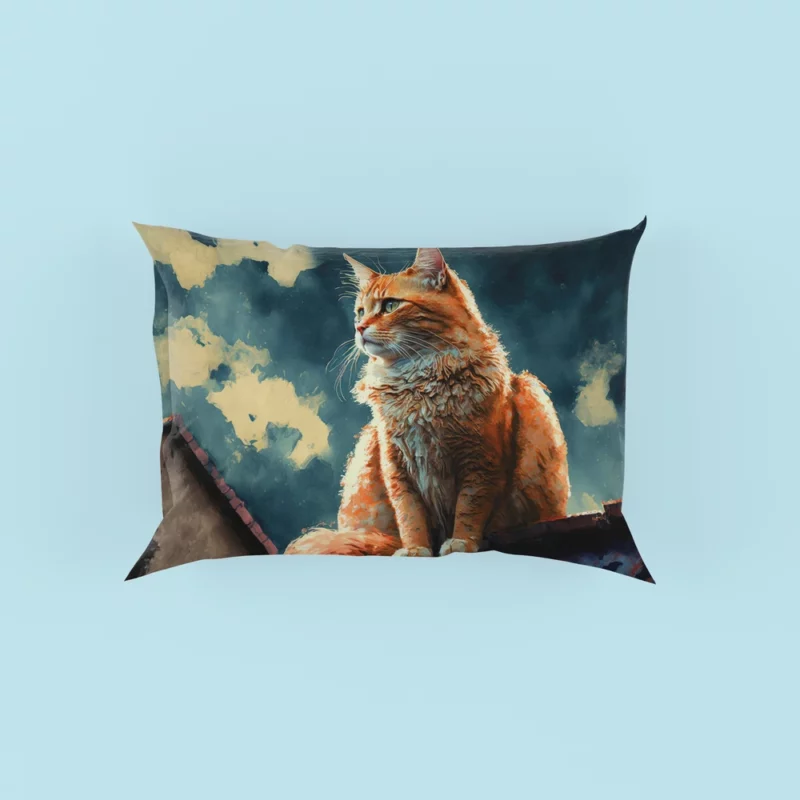 Rooftop Cat in Digital Watercolor Pillow Cases