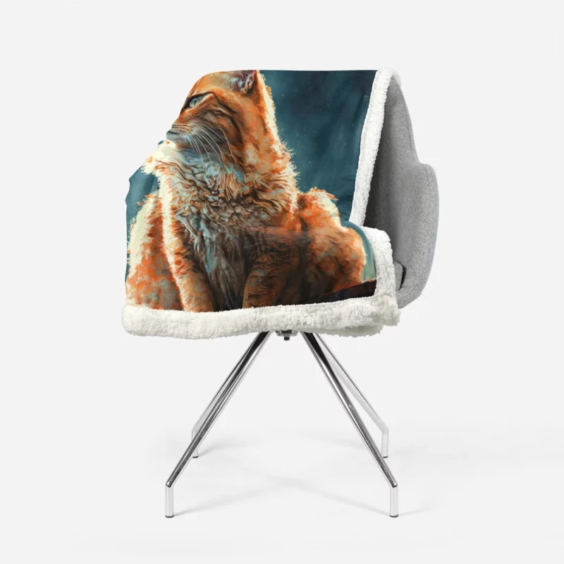 Rooftop Cat in Digital Watercolor Sherpa Fleece Blanket 1