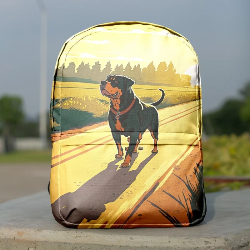 Rottweiler Jogging Along Rural Road Print Backpack