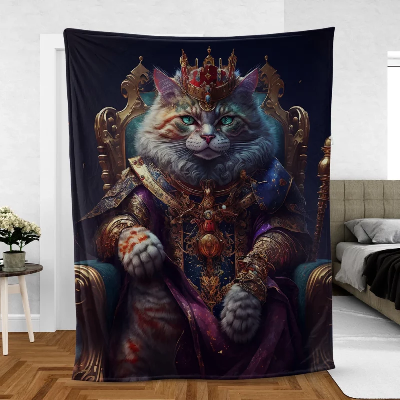 Royal Cat with Luxury Dress Fleece Blanket