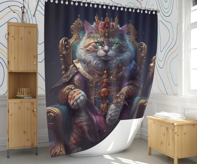 Royal Cat with Luxury Dress Shower Curtain 1