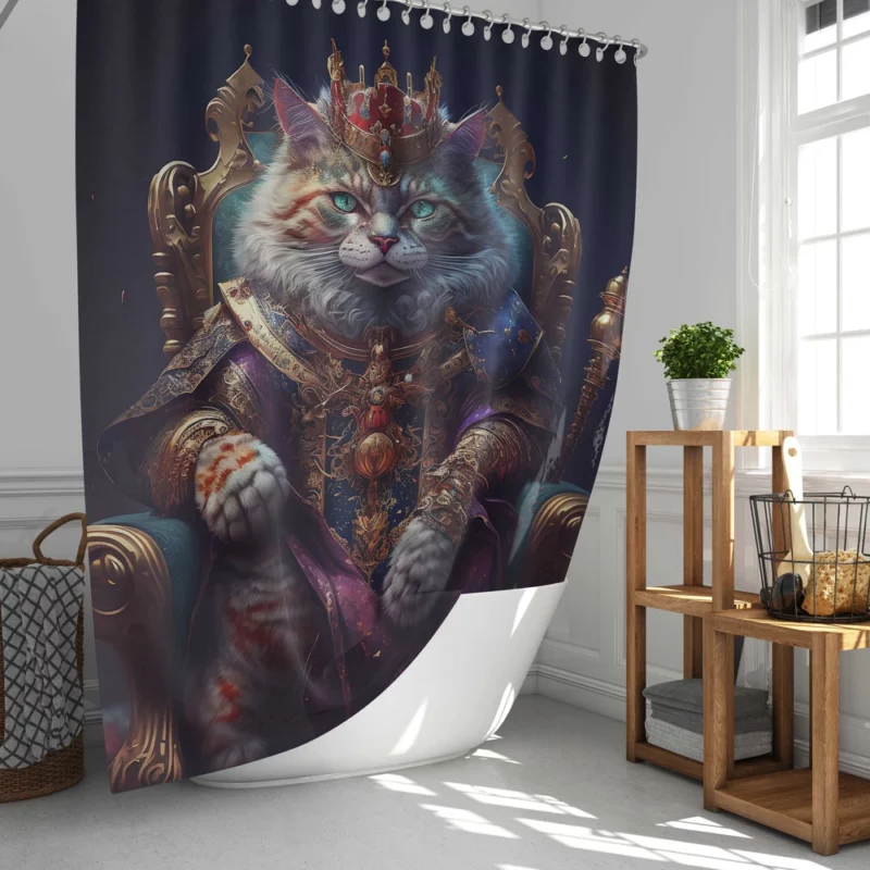 Royal Cat with Luxury Dress Shower Curtain