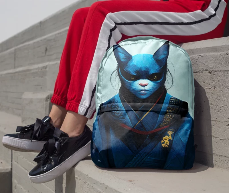 Samurai Cat Warrior Portrait Backpack 1