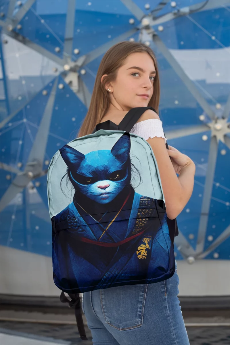 Samurai Cat Warrior Portrait Backpack 2