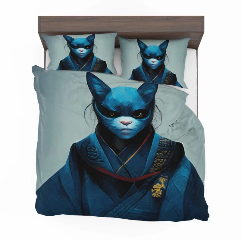 Samurai Cat Warrior Portrait Bedding Set 2