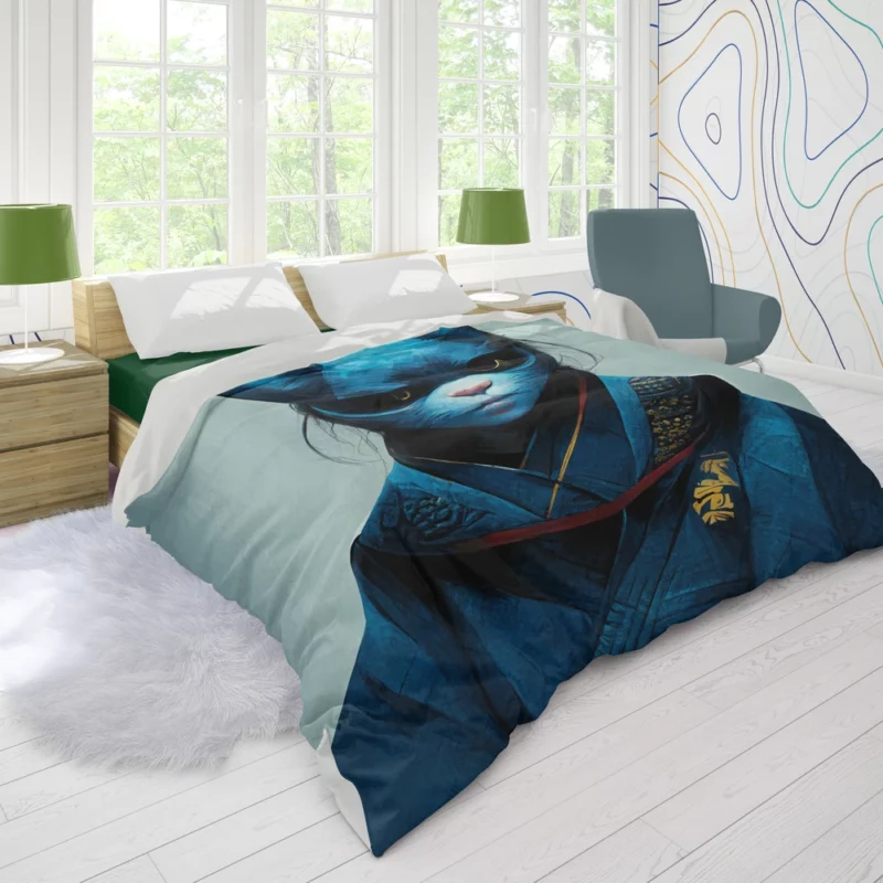 Samurai Cat Warrior Portrait Duvet Cover