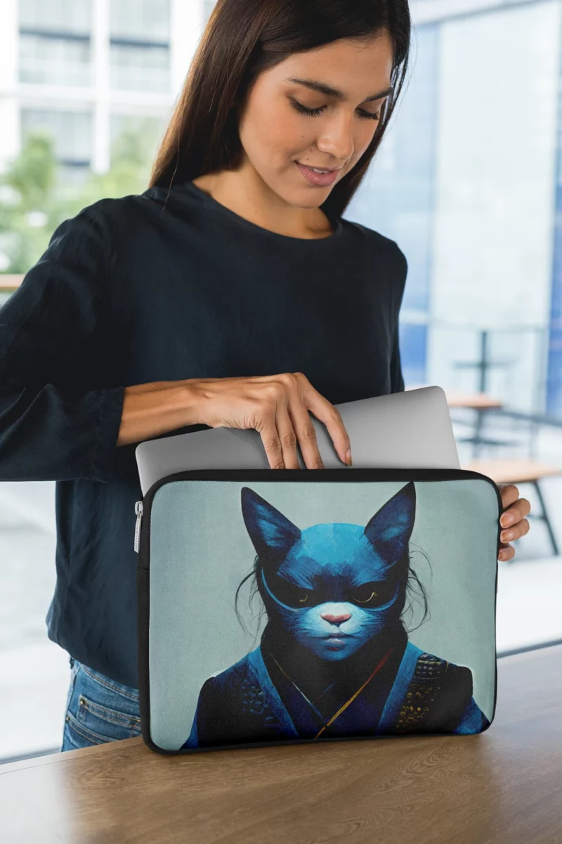 Samurai Cat Warrior Portrait Laptop Sleeve 1