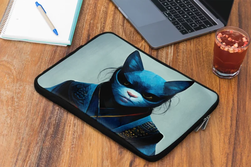 Samurai Cat Warrior Portrait Laptop Sleeve 2