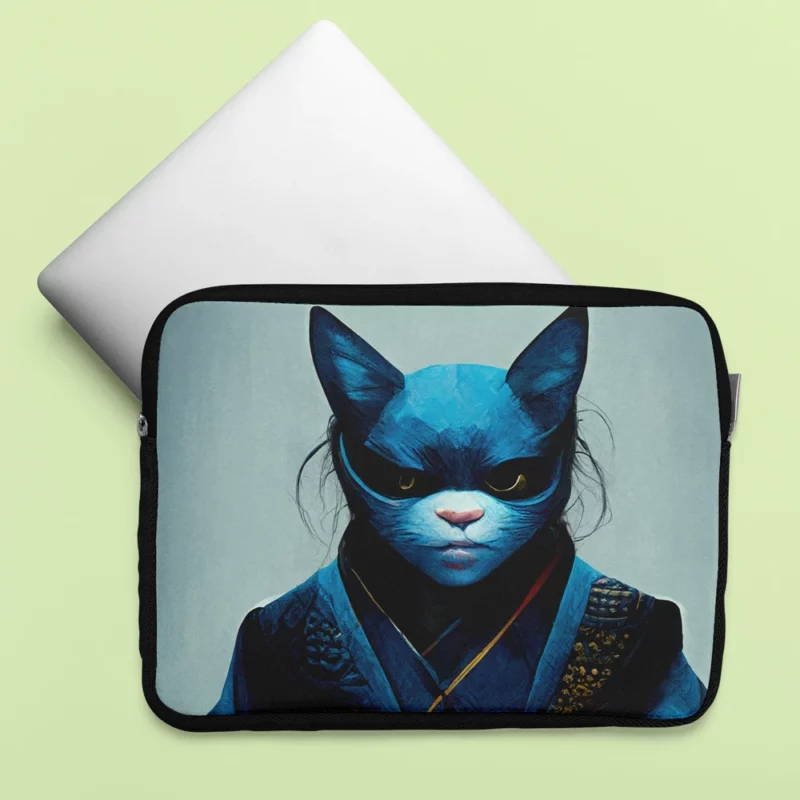 Samurai Cat Warrior Portrait Laptop Sleeve