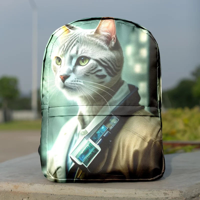 Scientist Cat in a Robot Suit Backpack