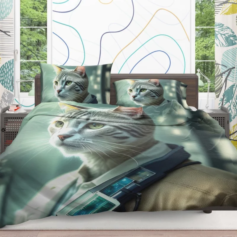 Scientist Cat in a Robot Suit Bedding Set