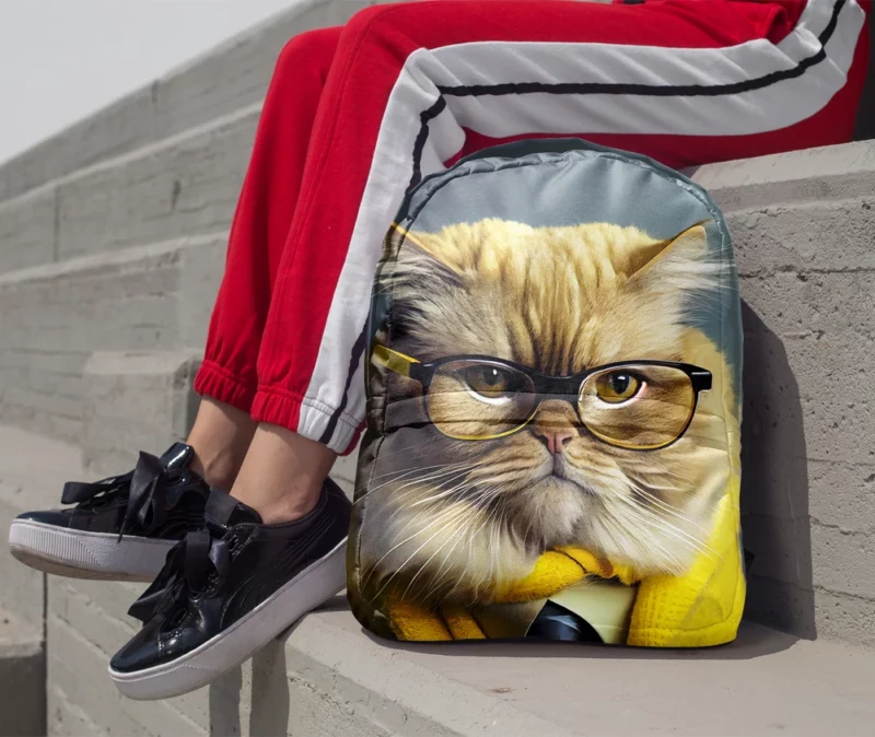 Smart Professor Cat Illustration Backpack 1