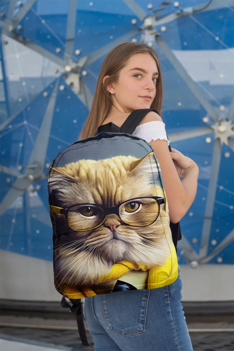 Smart Professor Cat Illustration Backpack 2