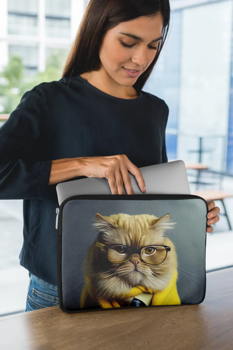 Smart Professor Cat Illustration Laptop Sleeve 1