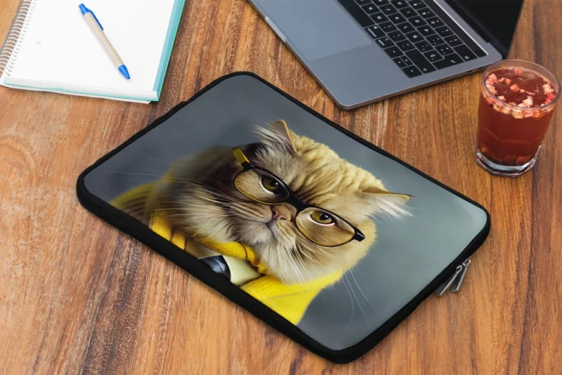 Smart Professor Cat Illustration Laptop Sleeve 2