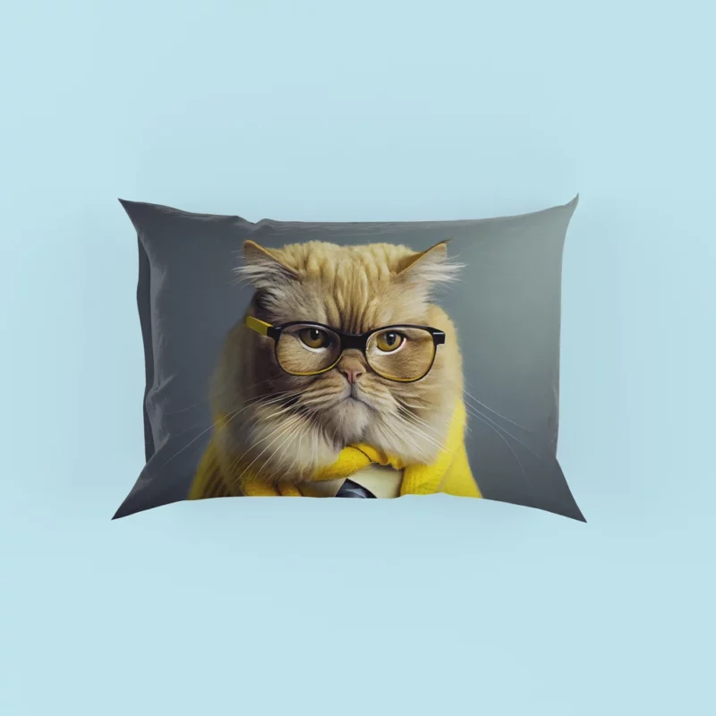 Smart Professor Cat Illustration Pillow Cases