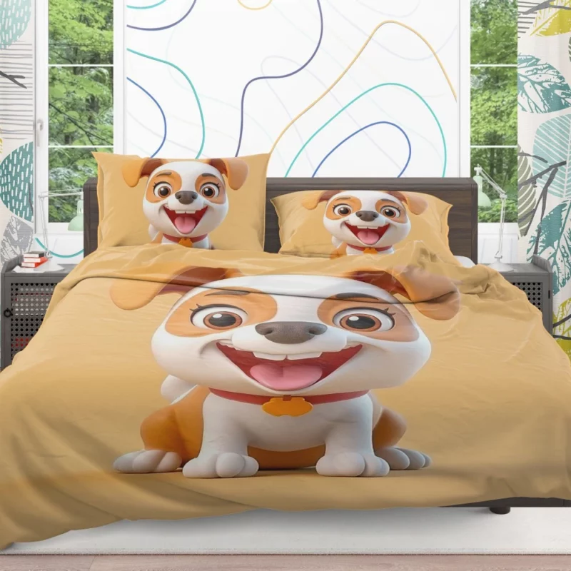 Smiling Cartoon Dog Print Bedding Set