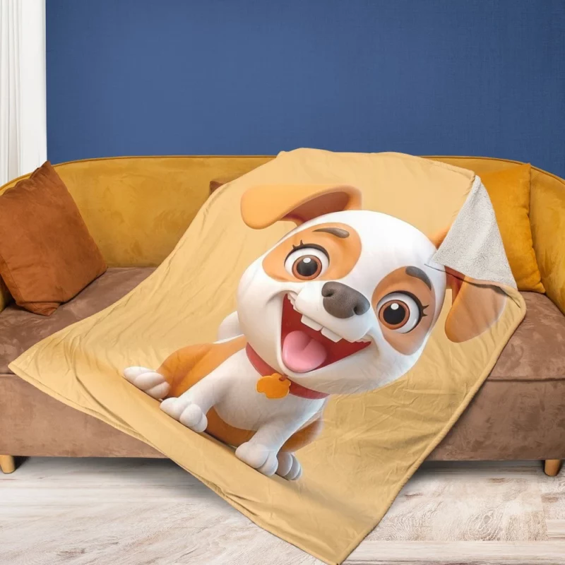 Smiling Cartoon Dog Print Fleece Blanket 1