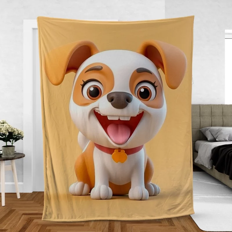 Smiling Cartoon Dog Print Fleece Blanket