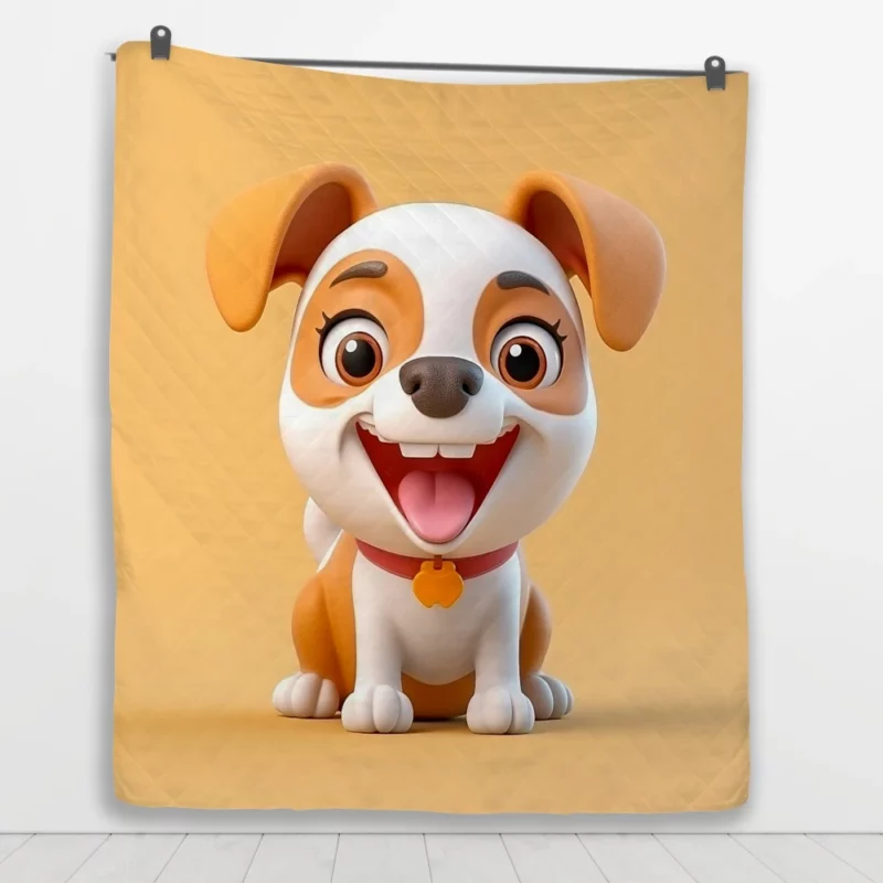 Smiling Cartoon Dog Print Quilt Blanket 1