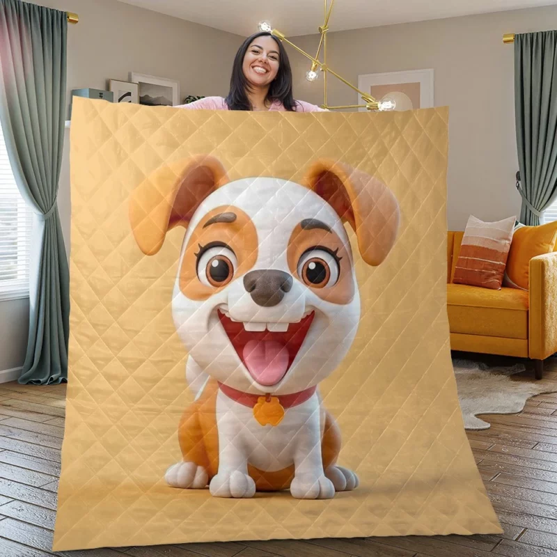 Smiling Cartoon Dog Print Quilt Blanket