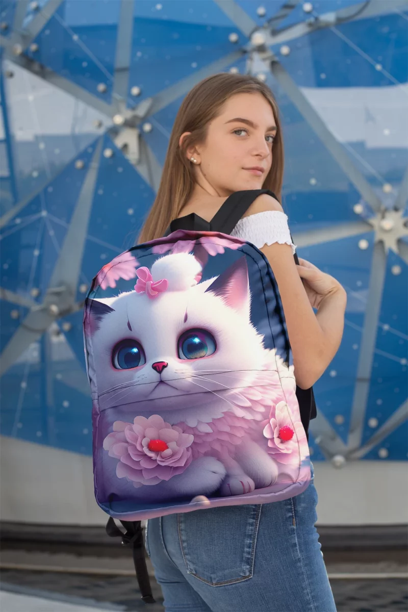 Snow White Baby Cat with Fluffy Tail Backpack 2