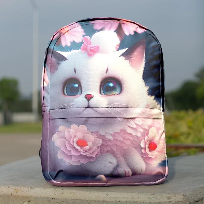 Snow White Baby Cat with Fluffy Tail Backpack