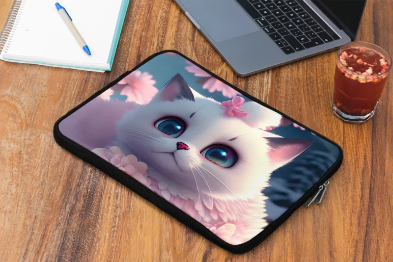 Snow White Baby Cat with Fluffy Tail Laptop Sleeve 2