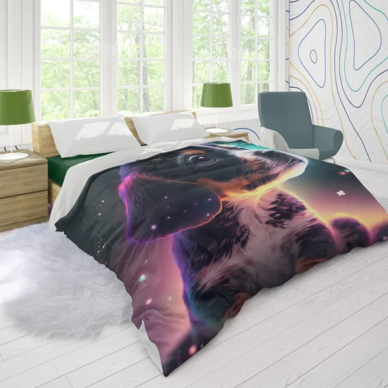 Space Backdrop Dog Painting Print Duvet Cover