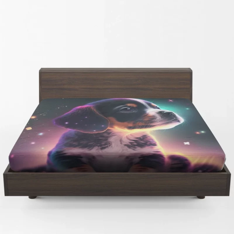 Space Backdrop Dog Painting Print Fitted Sheet 1