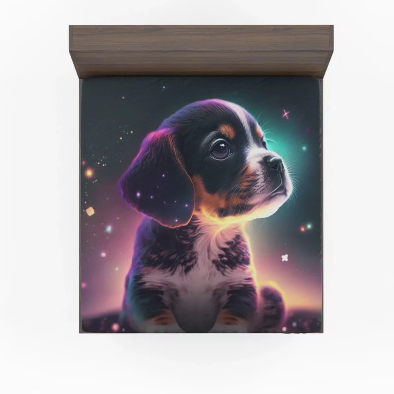 Space Backdrop Dog Painting Print Fitted Sheet