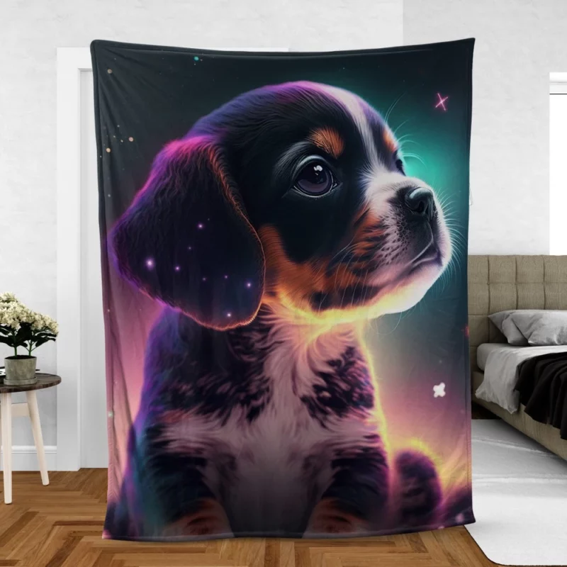 Space Backdrop Dog Painting Print Fleece Blanket