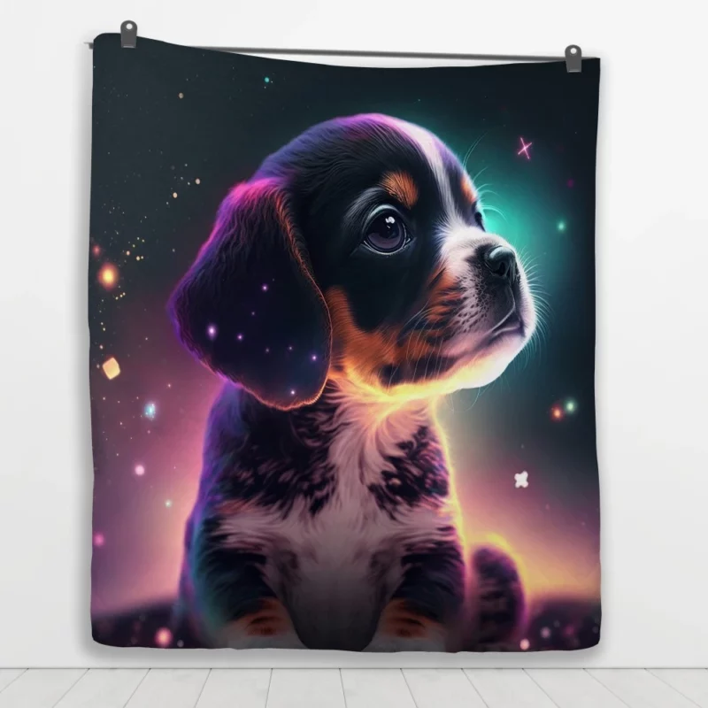 Space Backdrop Dog Painting Print Quilt Blanket 1