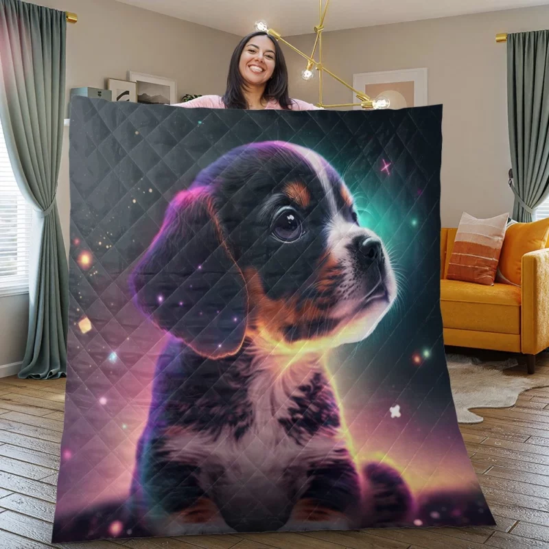 Space Backdrop Dog Painting Print Quilt Blanket